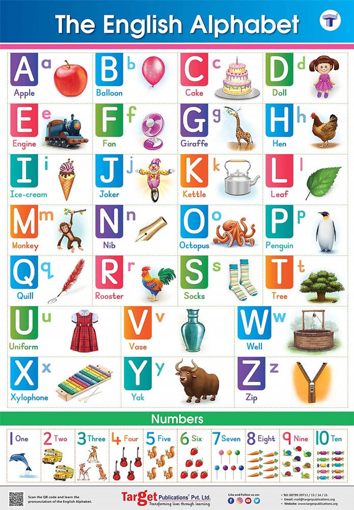 Jumbo English Alphabet and Numbers Hanging Chart for Kids | Grocsy