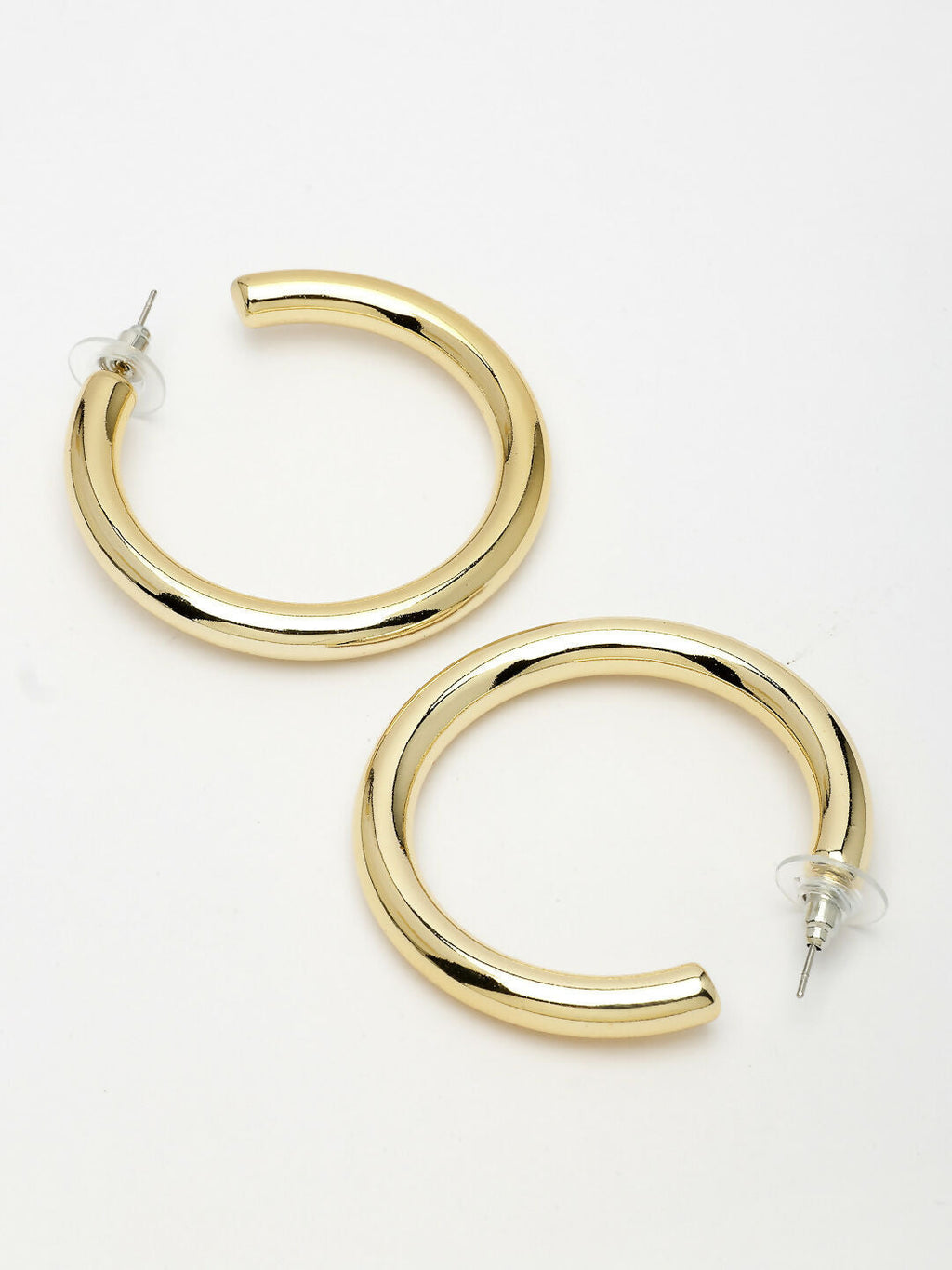 NVR Women's Gold-Polished Half Hoop Earrings | Grocsy