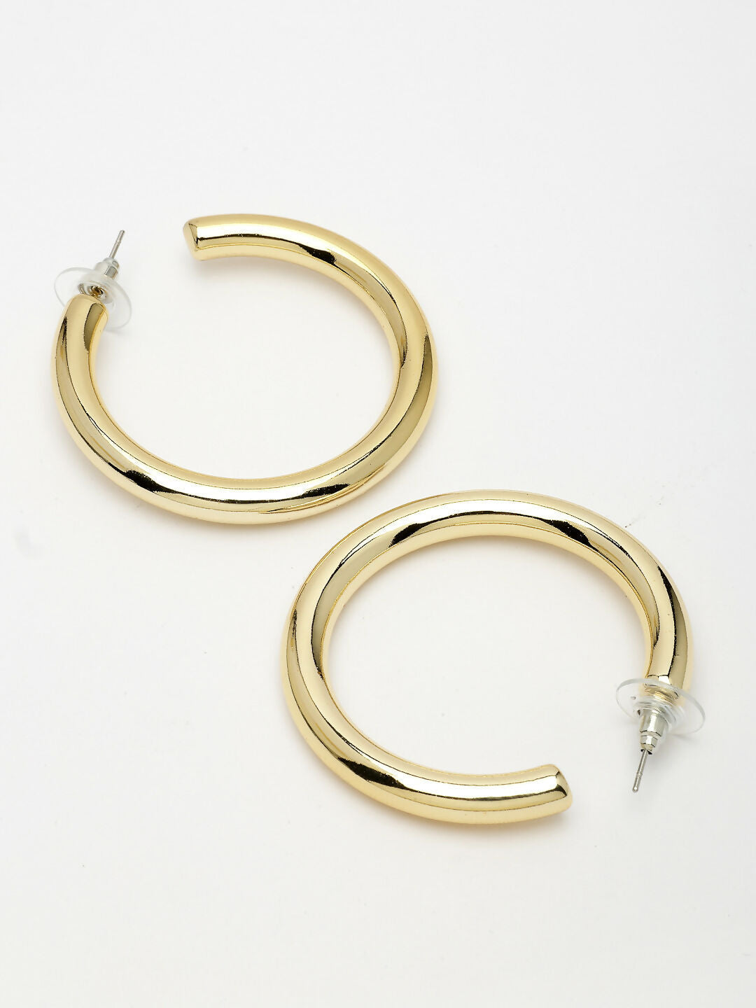 NVR Women's Gold-Polished Half Hoop Earrings | Grocsy