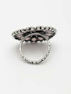 NVR Women's Pink Silver-Plated Circular Shape Adjustable Finger Ring | Grocsy