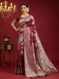 Shree Shyam Fashion Maroon Silk Blend Saree | Grocsy