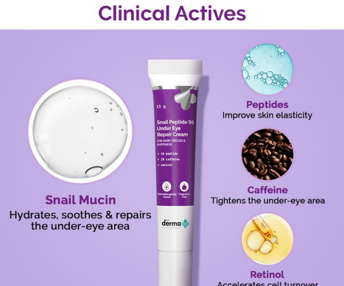 The Derma Co Snail Peptide 96 Under Eye Repair Cream With Snail Mucin & Peptide Complex For Dark Circles & Puffiness | Grocsy