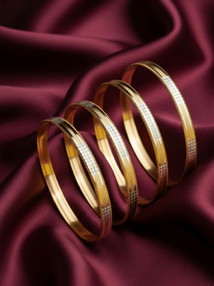 NVR Women Set of 4 Gold Plated CZ Toned Bangle | Grocsy