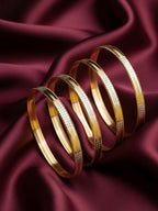 NVR Women Set of 4 Gold Plated CZ Toned Bangle | Grocsy