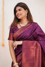 DEIANA'S Beautiful Designer Golden zari Soft Lichi Silk Saree - Wine | Grocsy