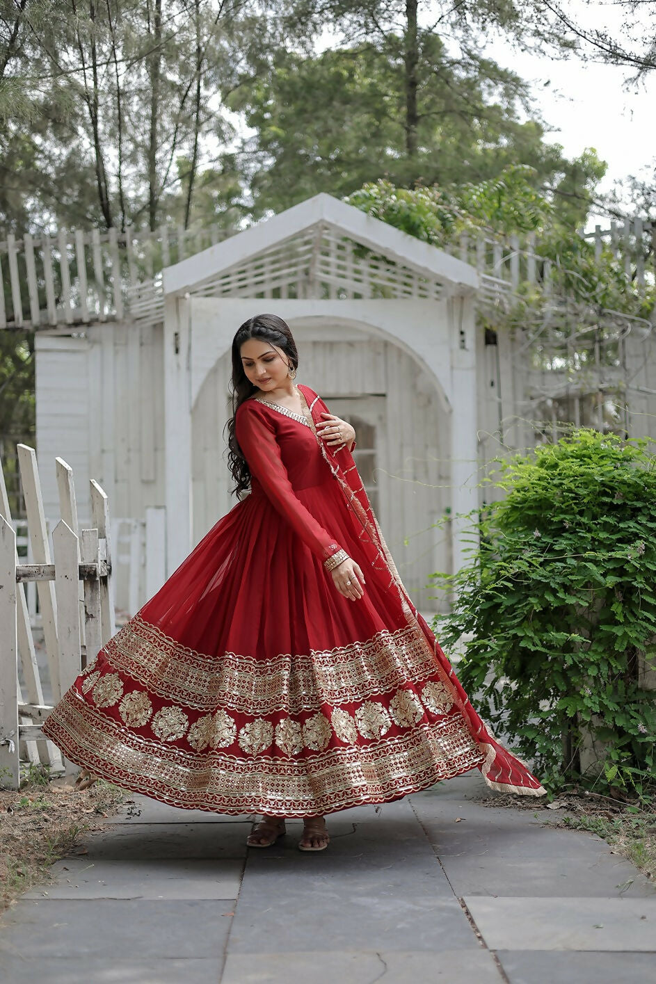 Joban Fashion Maroon Georgette Sequence Embroidery Work Kurta Set | Grocsy