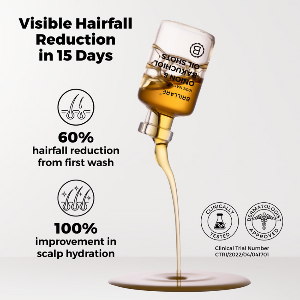 Brillare Onion & Bakuchiol Oil Shots For Hair Fall Reduction | Grocsy
