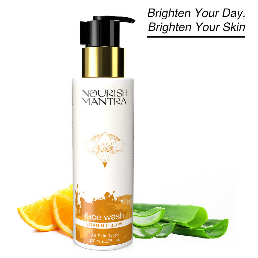 Nourish Mantra Vitamin C Glow Face Wash with Vitamin C, Aloe Vera, & Vitamin E | Grocsy