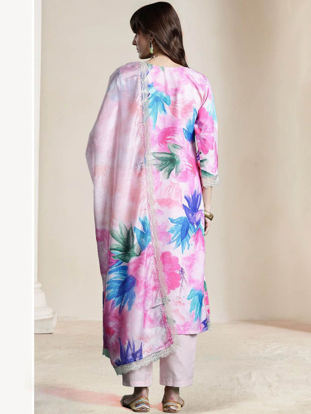 Indo Era Women Floral Embroidered Regular Thread Work Kurta with Trousers & With Dupatta | Grocsy