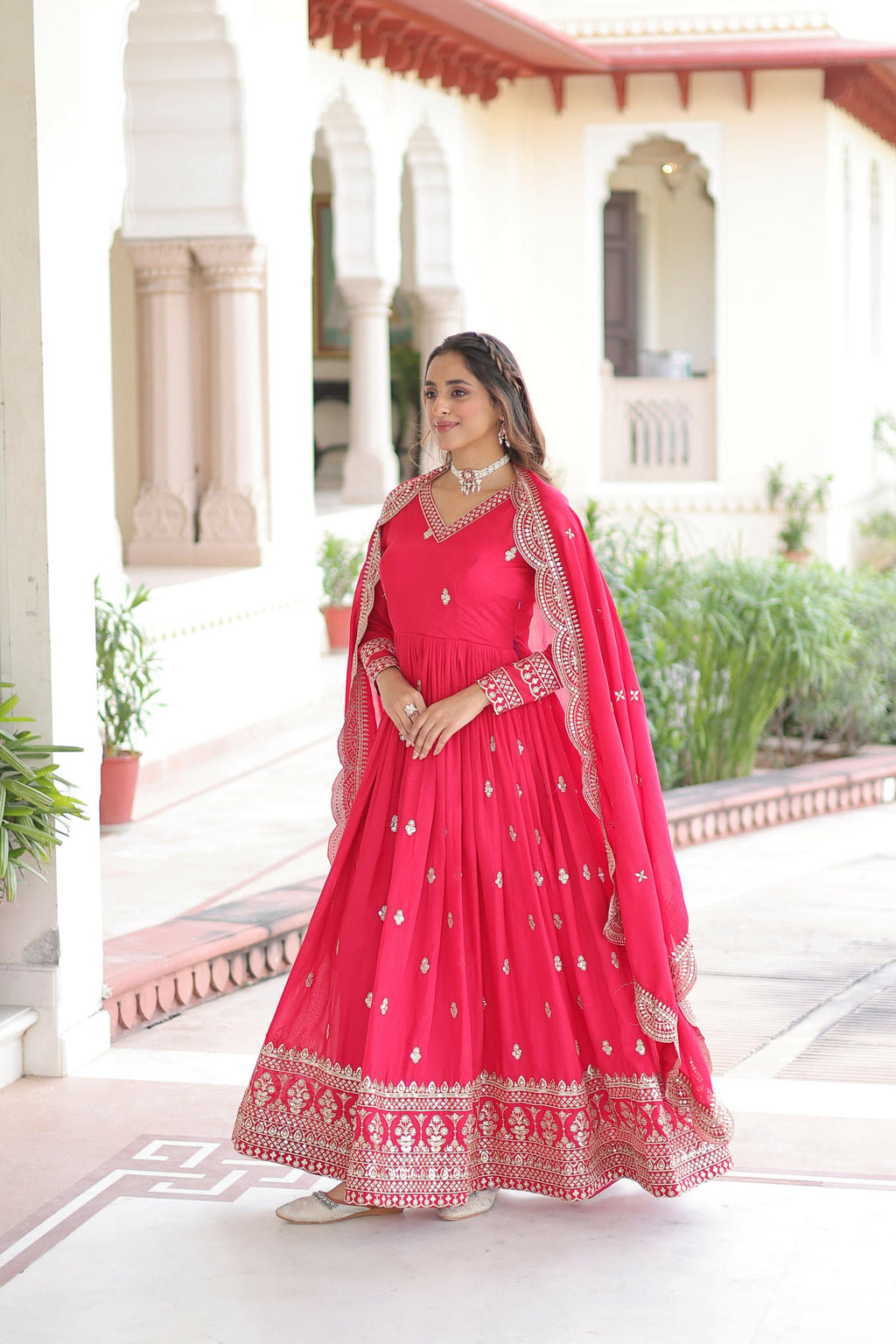 Joban Fashion Pink Readymade Kurta Set With Sequence embroidery Work | Grocsy