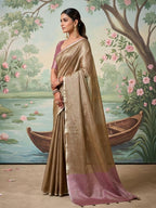 Shree Shyam Fashion Brown Tissue Silk Saree | Grocsy
