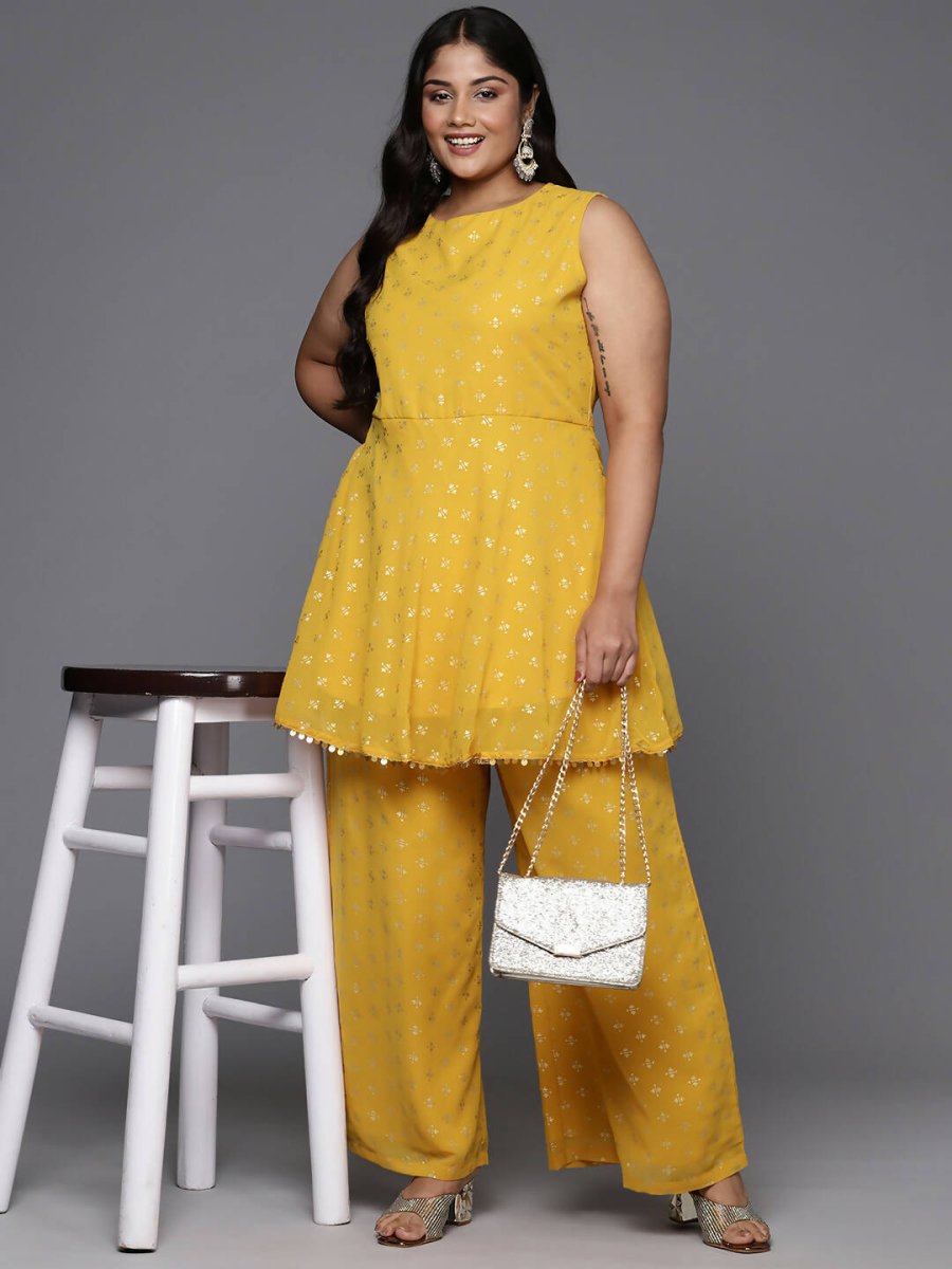 Ahalyaa Women's Traditional Wear Co-ords - Mustard | Grocsy