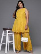 Ahalyaa Women's Traditional Wear Co-ords - Mustard | Grocsy