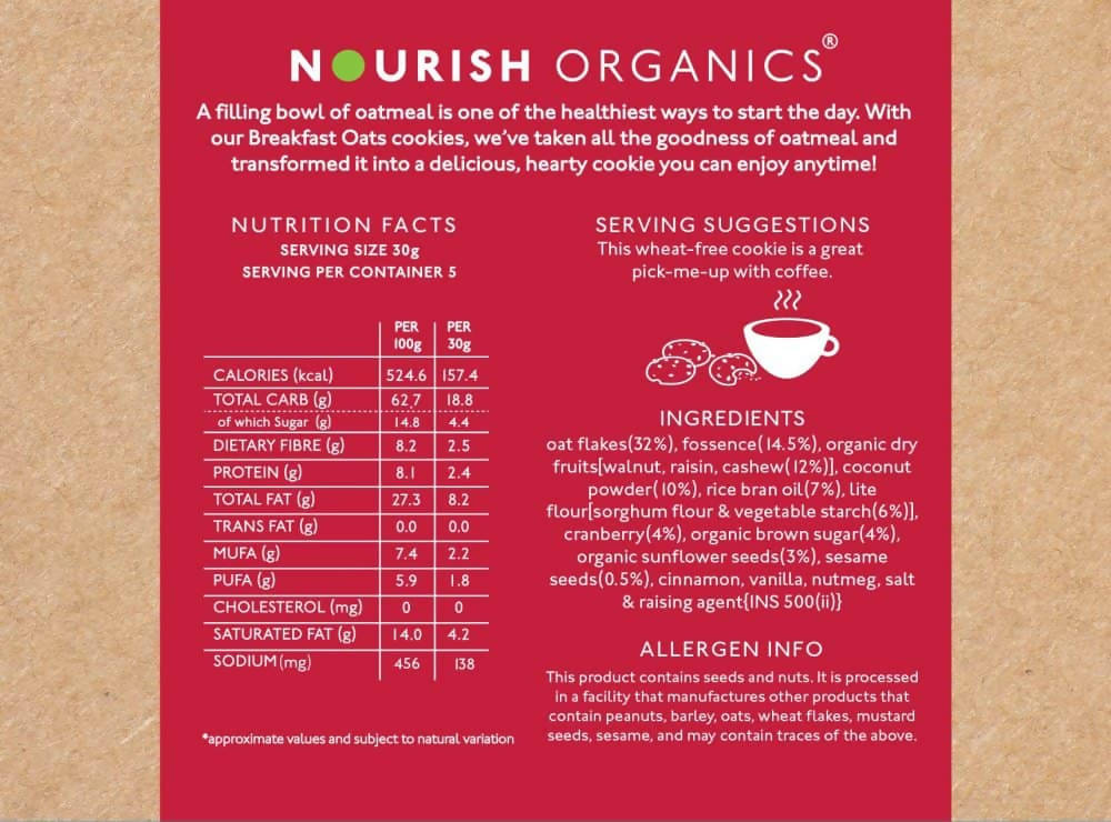 Nourish Organics Oats Cranberry Cookies | Grocsy