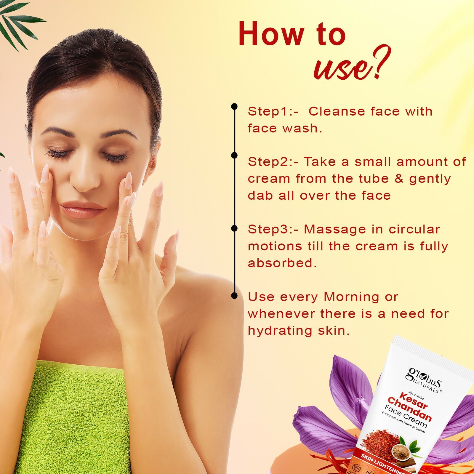 Globus Naturals Daily Glow Kesar Chandan Face Cream with SPF, Skin Lightening Formula For All Skin Types | Grocsy