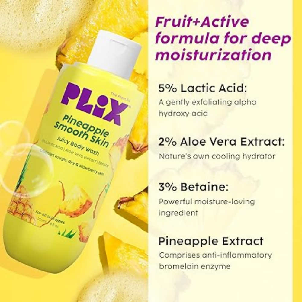 PLIX The Plant Fix Pineapple Trio With Cleanser, Body Wash & Cream | Grocsy