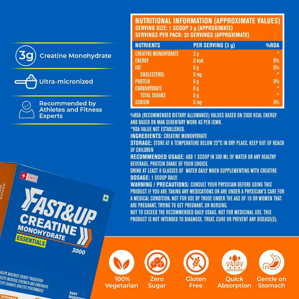 Fast&Up Creatine Monohydrate Helps Sustain Longer Workout | Grocsy