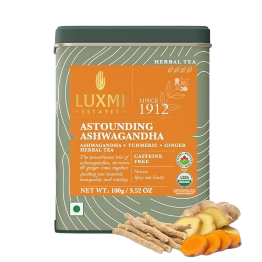Luxmi Estates Astounding Ashwagandha – Certified Organic Herbal Infusion | Grocsy