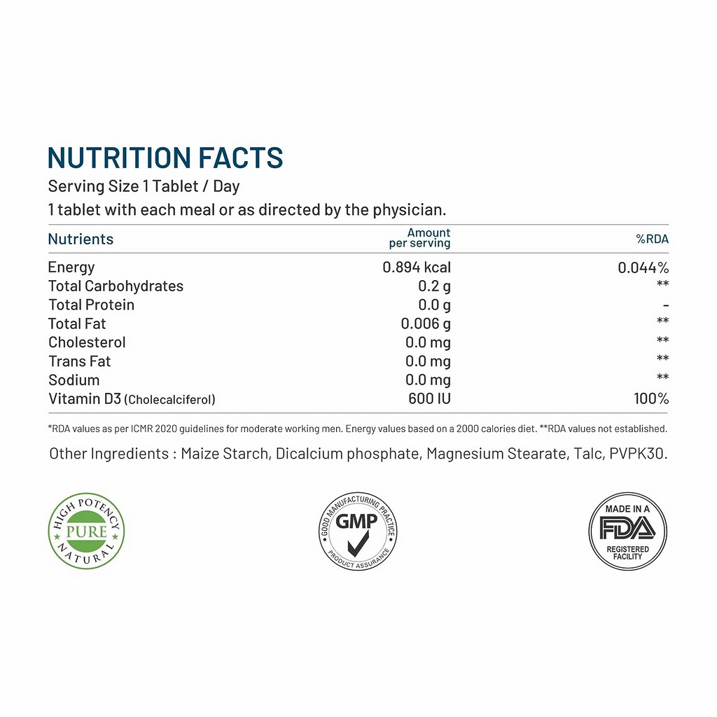 Bliss Welness Vitamin D3 Tablets | Grocsy
