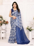 Designer Partywear Blue Khadi Fancy Saree - Kanak | Grocsy