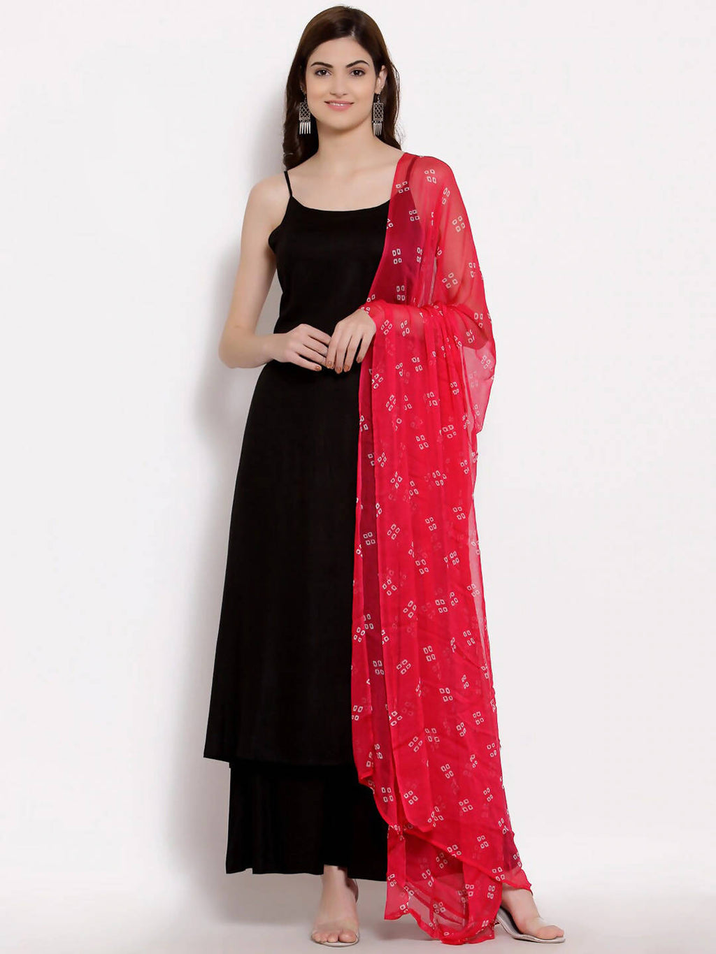 Myshka Women Black Regular Pure Cotton Kurta With Palazzos & Dupatta | Grocsy