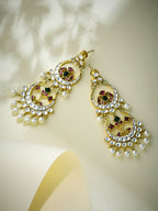 Nuyug 22K Gold-Plated Kundan Studded & Pearl Beaded Layered Chandbalis | Grocsy