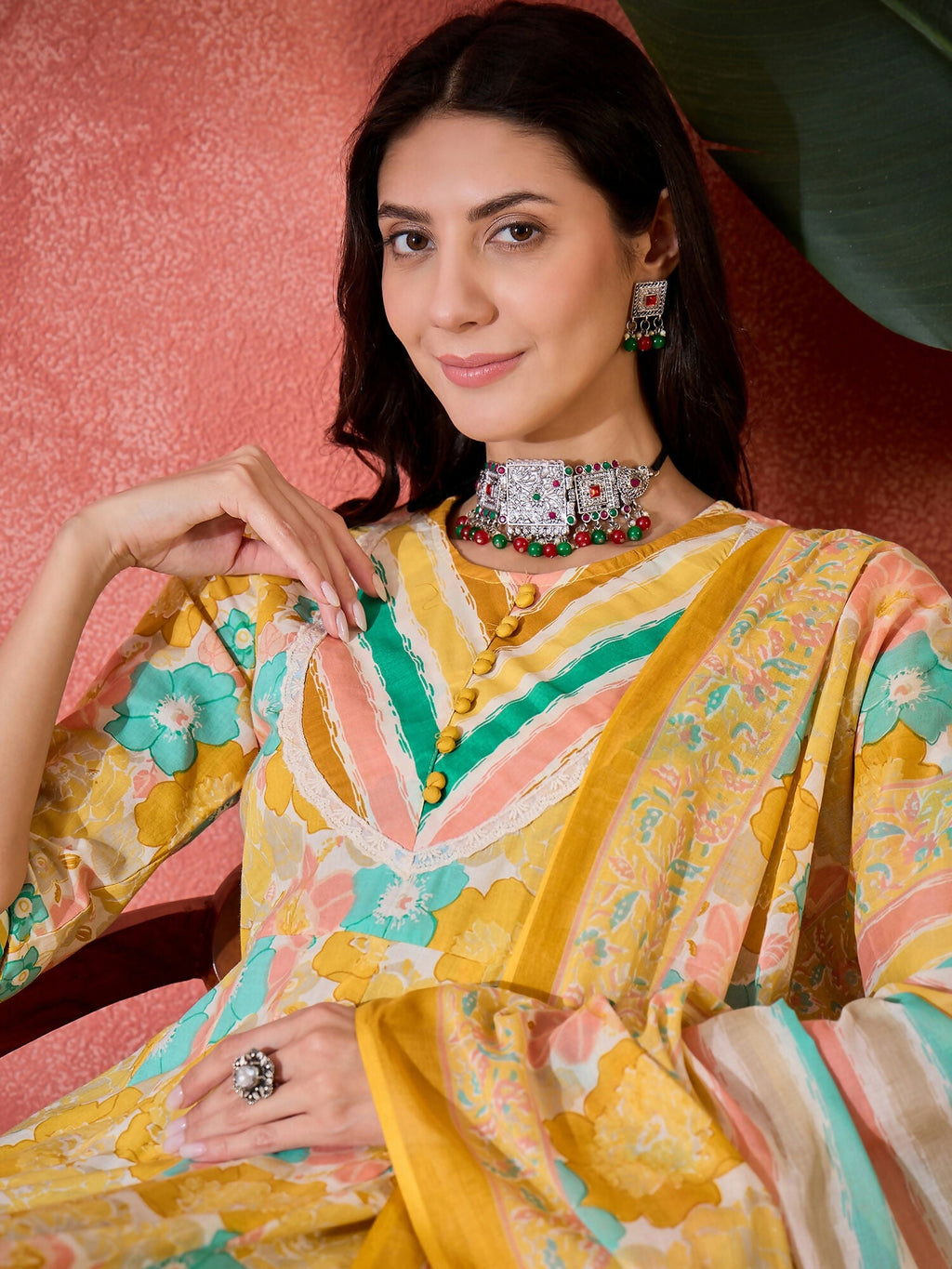 Joban Fashion Printed Mustard Pure Cotton Kurta Set | Grocsy