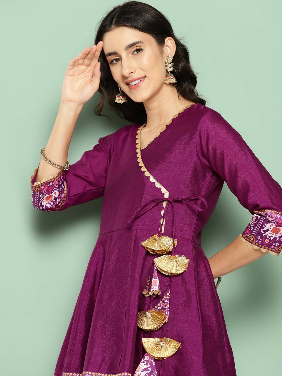 Ahalyaa Women's Traditional wear Tunic - Purple | Grocsy
