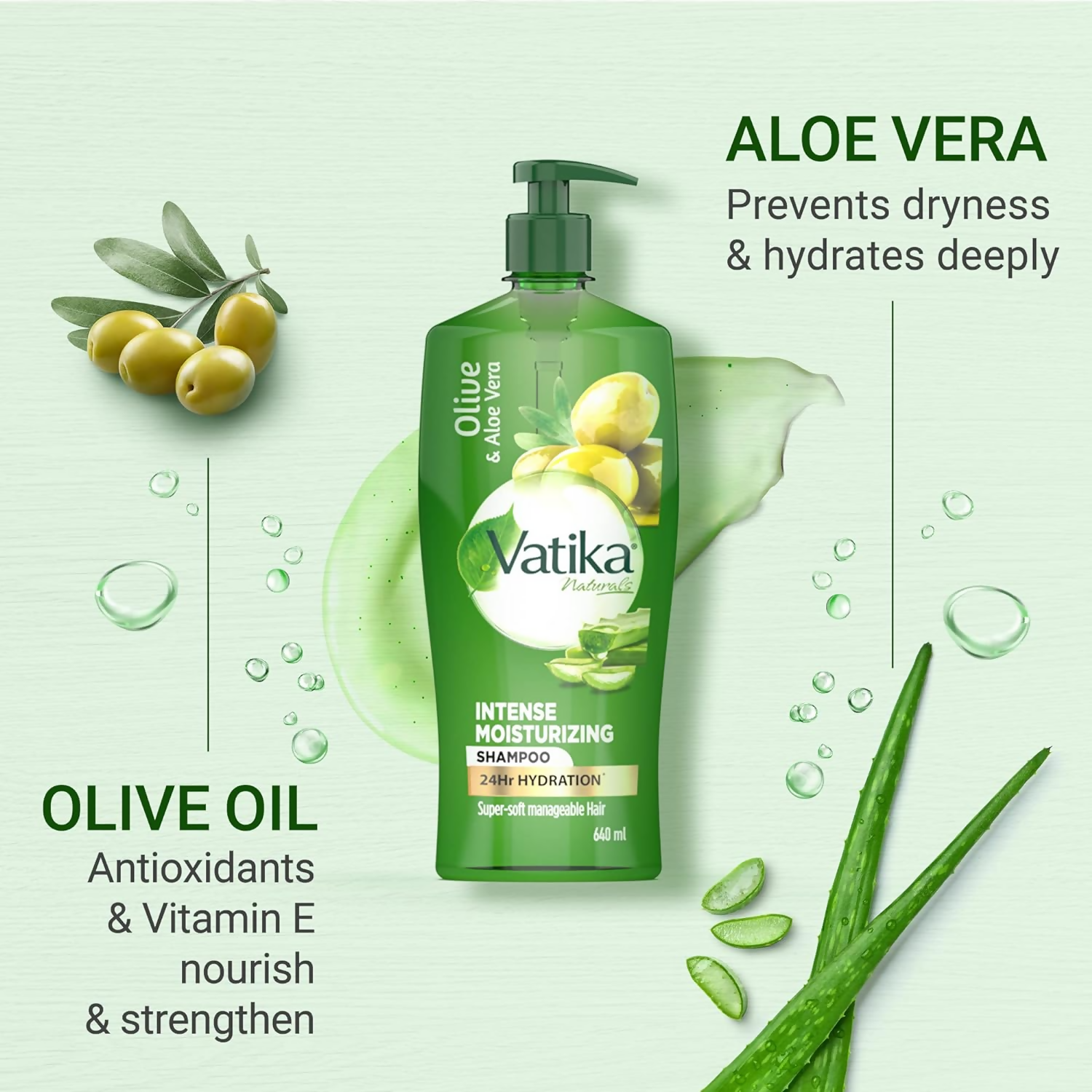 Dabur Vatika Naturals Olive & Aloe Vera Intense Moisturising Shampoo | Grocsy