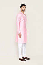 Joban Fashion Pink Colored Art Silk Fabric Kurta With Straight Fit Pant | Grocsy