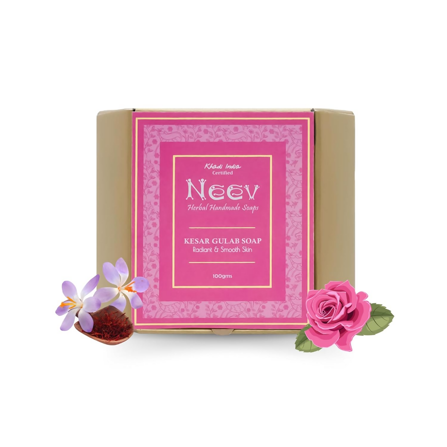 Neev Herbal Handmade Soap Kesar Gulab Soap For a Radiant and Smooth Skin | Grocsy