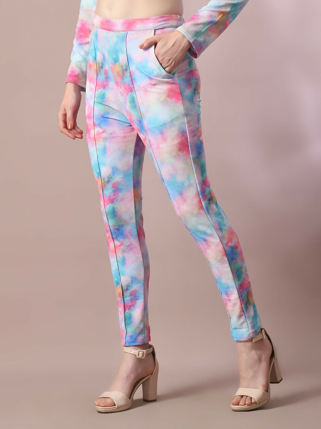 Myshka Women's Multi Printed Round Neck Party Top With Trousers Co-ord set | Grocsy