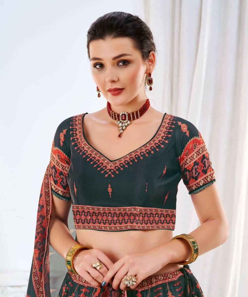 Wedding Designer Black Chinon Lehengha Choli - Anbazaar | Grocsy