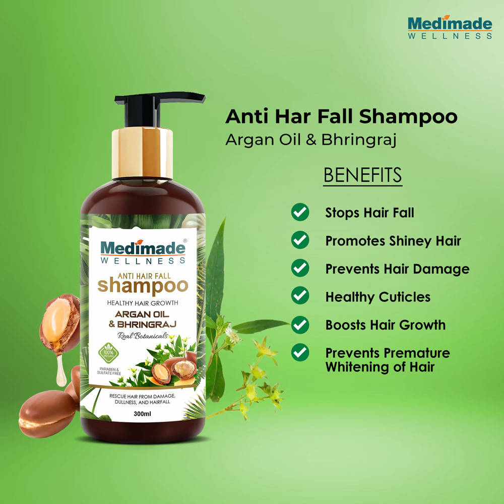Medimade Wellness Anti Hair Fall Shampoo with Argan Oil & Bhringraj | Grocsy