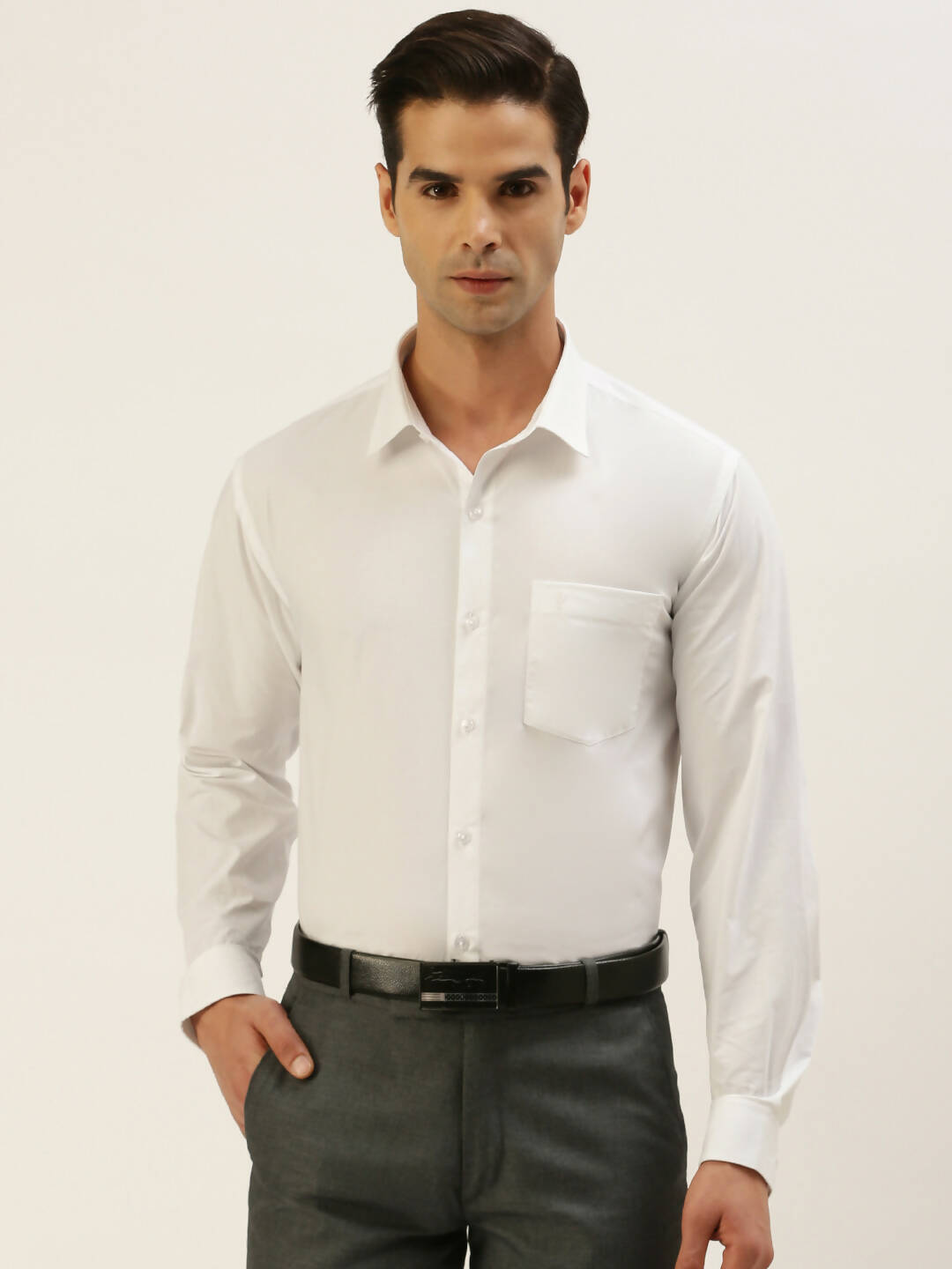 Ramraj Cotton Mens Full Sleeve White Shirt Plus Size - Breeze Cotton | Grocsy
