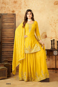 Joban Fashion Chinon Silk Yellow Color Kurta Set | Grocsy