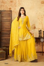Joban Fashion Chinon Silk Yellow Color Kurta Set | Grocsy