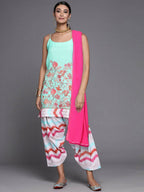 Ahalyaa Women Blue Floral Printed Kurta with Patiala & With Dupatta | Grocsy