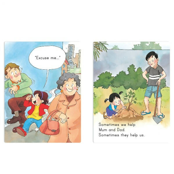 Jolly Scholars Social Well Being Hardbound 8 in 1 Stories Book For Kids To Learn Respect, Manner, Helping Our Friends, Family and So On Ages 3-6 Years | Grocsy