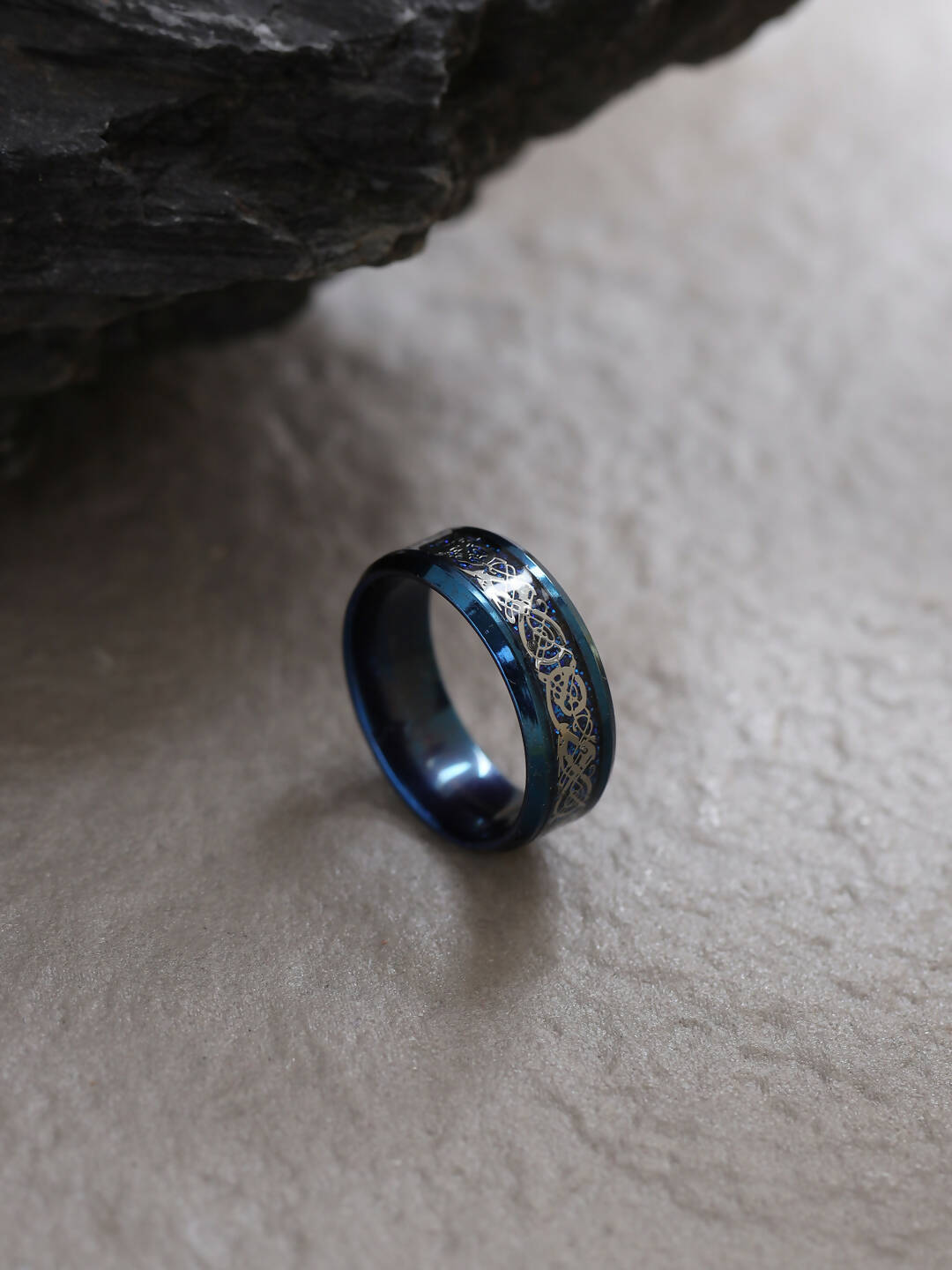 NVR Men's Rhodium-Plated Finger Ring | Grocsy