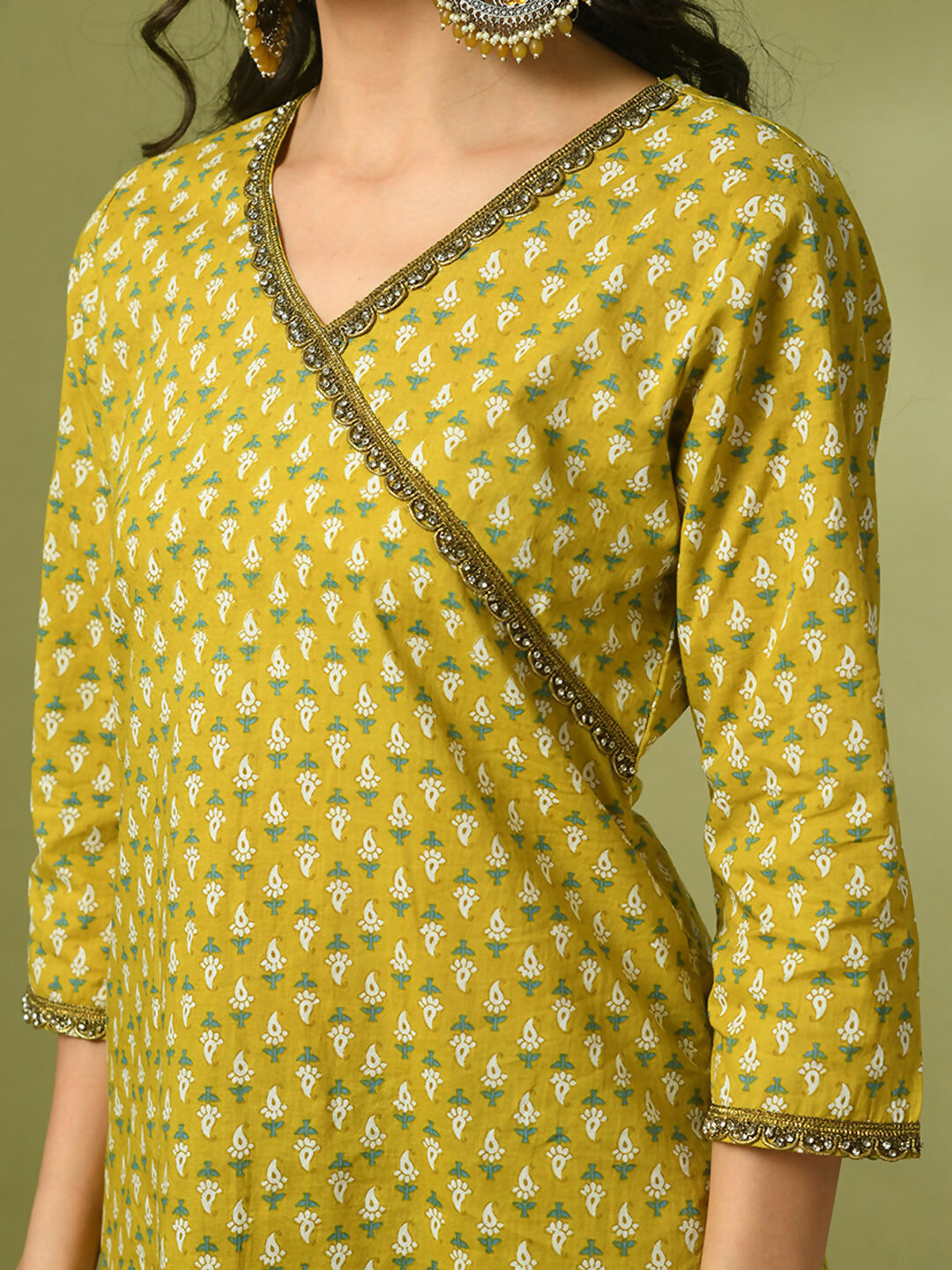 Myshka Women's Yellow Printed Cotton Straight Party Kurta Set | Grocsy