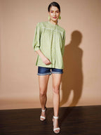 Myshka Women Green Ethnic Motifs Tops | Grocsy