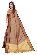Vamika Weaving Brown Cotton Silk Saree | Grocsy