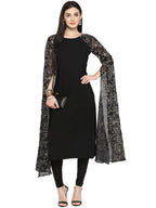 Ahalyaa Women's Black Georgette Rubber Glitter Print Kurta | Grocsy