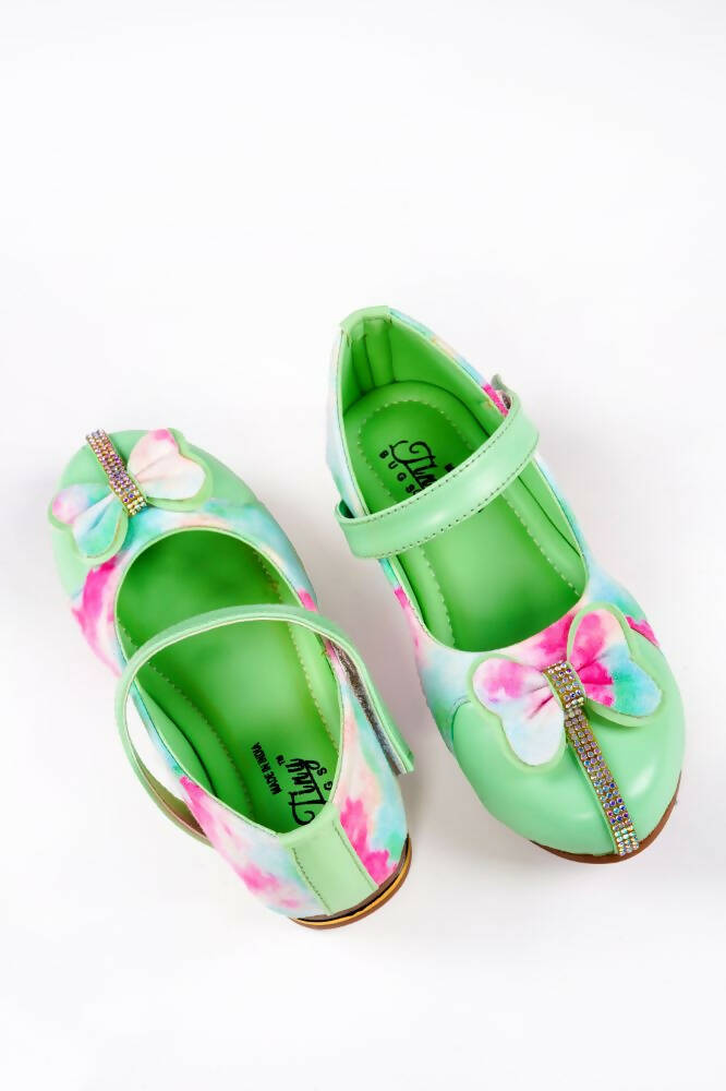 Tiny Bugs Girls Bow Embellished Party Wear Ballerinas - Multi | Grocsy