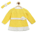 ChutPut Hand knitted Crochet Haldi Wool Dress For Baby Girls - Yellow | Grocsy