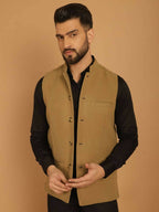 Even Apparels Pure Wool Nehru Jacket - Beige | Grocsy