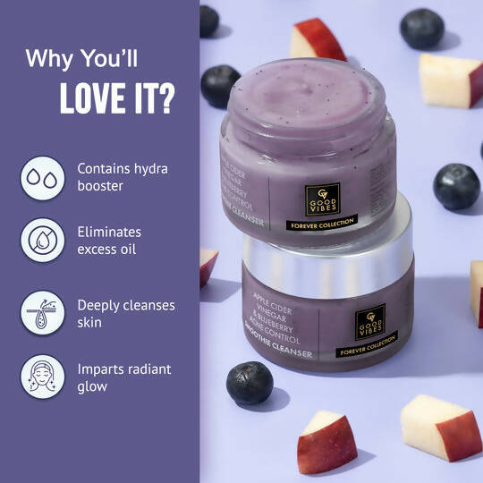 Good Vibes Apple Cider Vinegar & Blueberry Acne Control Smoothie Cleanser | Grocsy
