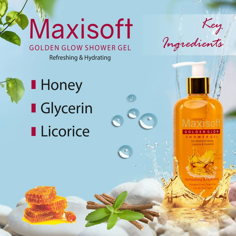 Maxisoft Golden Glow Shower Gel Refreshing & Hydrating pH Balanced | Grocsy