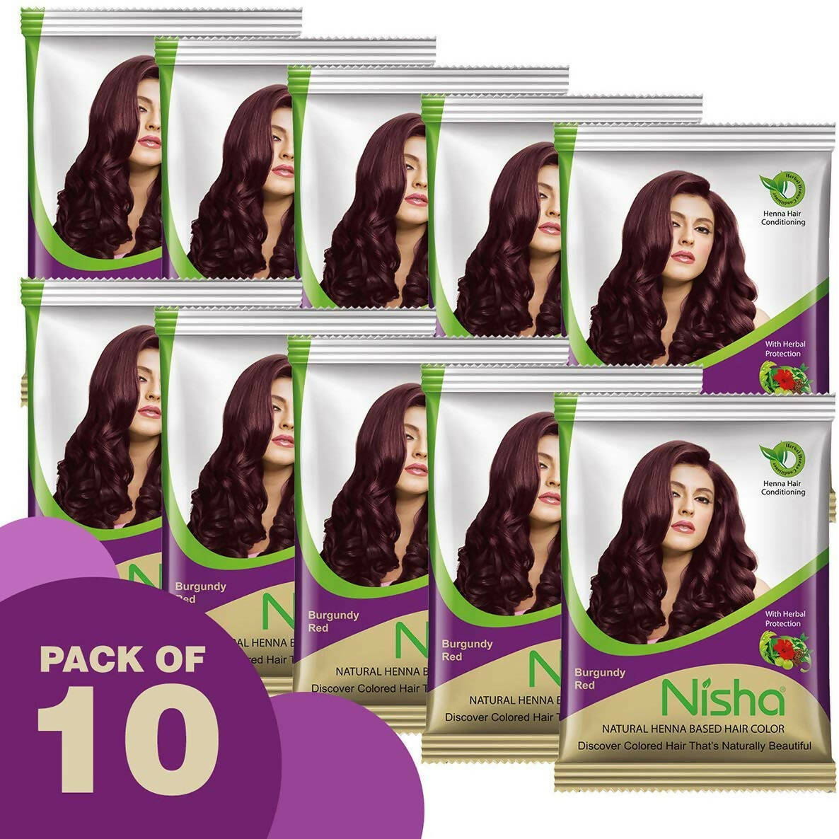 Nisha Natural Henna Based Hair Color Burgundy Red | Grocsy